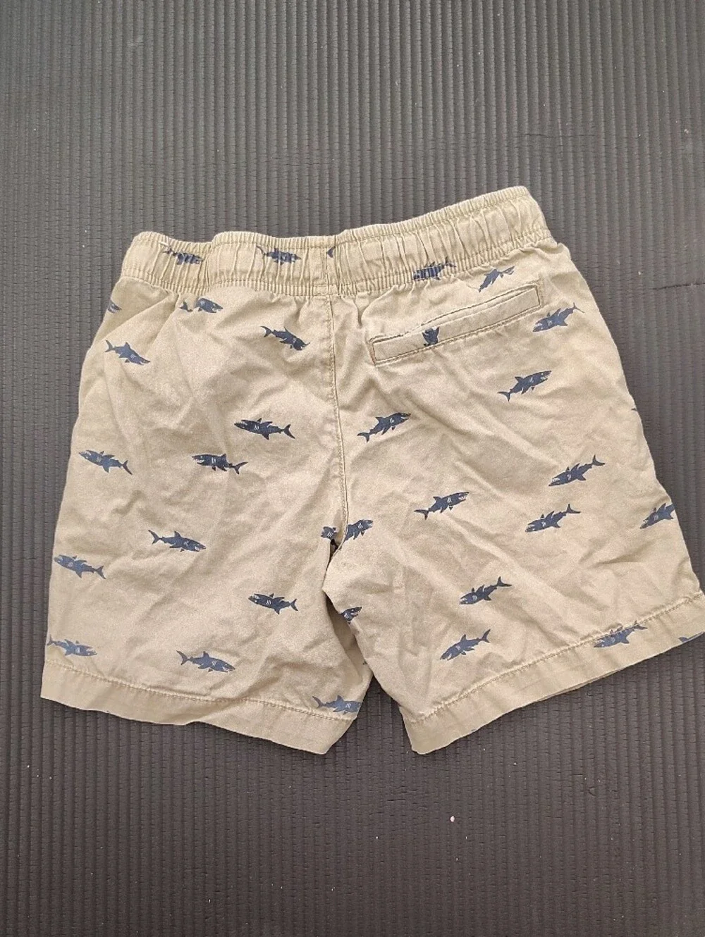 Size M (8) Old Navy Beige Kids Shorts with Navy Shark Print